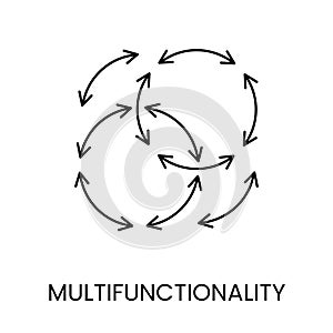 Icon depicting multifunctionality in vector line style