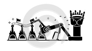 Industrial Automation: Robot Assembly Line and Production, vector design Generative AI