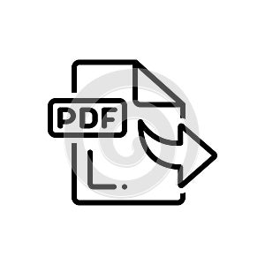 Black line icon for Derived, received and file photo