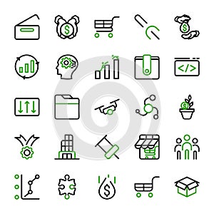 The icon design can use with business marketing online or financial such as investment benefit or return with outline lineal. vect