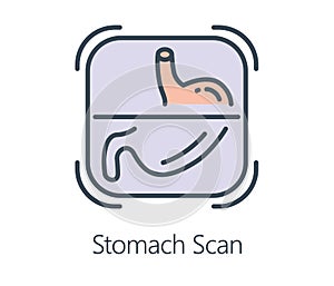 Icon design stomach scan in flat line style.