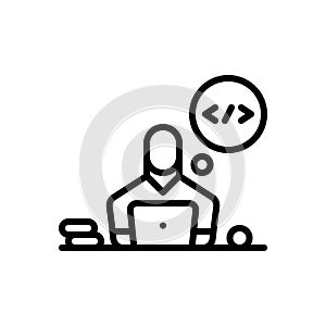 Black line icon for Developer, programmer and working
