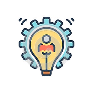 Color illustration icon for Development, evolution and lightbulb