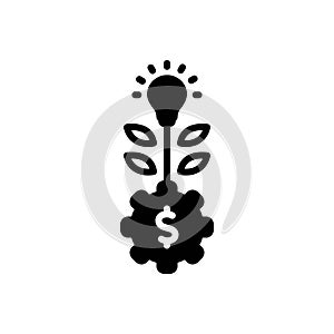 Black solid icon for Development, plant and bulb