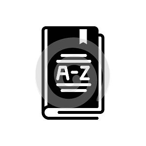 Black solid icon for Dictionaries, lexicon and vocabulary photo