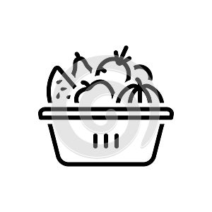 Black line icon for Dietary, wholesome and basket photo