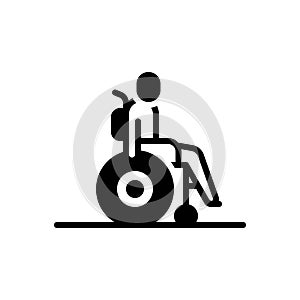Black solid icon for Disability, paralyze and wheelchair photo