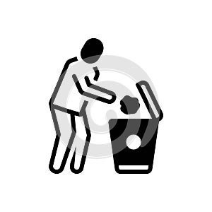 Black solid icon for Dispose, throw and dustbin photo