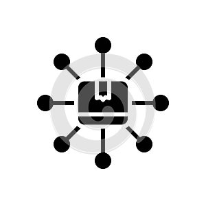 Black solid icon for Distribution, distribute, connect