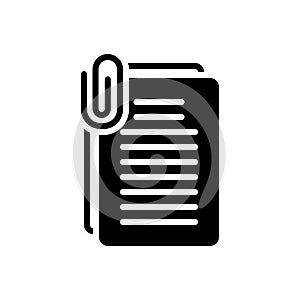 Black solid icon for Document, paper and script