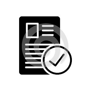 Black solid icon for Document, paper and script