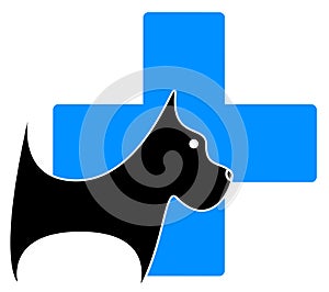 Icon with dog and blue medical cross
