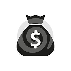 Icon of the dollar money bag. Simple vector illustration on a white background