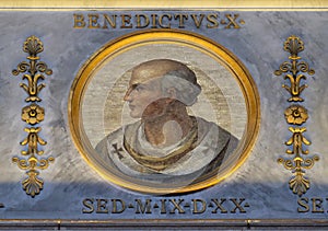 The icon on the dome with the image of Pope Antipope Benedict X, basilica of Saint Paul Outside the Walls, Rome