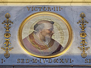 The icon on the dome with the image of Pope Victor III, basilica of Saint Paul Outside the Walls, Rome