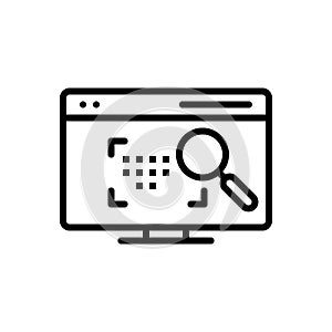 Black line icon for Dpi, monitor and dots photo