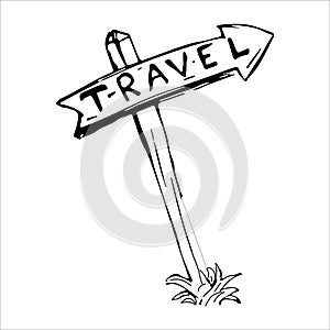 Icon drawn by hand on the theme of travel