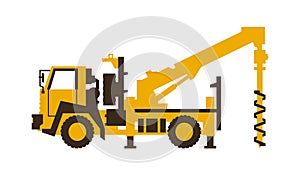 Icon drilling truck. Construction machinery. Vector illustration. Sleek style.