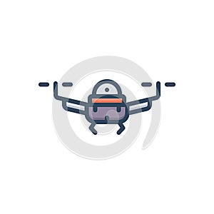 Color illustration icon for Drone, surveillance and digital