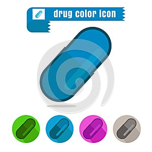 Icon drug capsule colorful design vector on white background