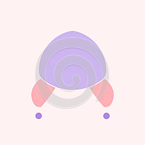 Icon of ear-flapped fur hat in pastel colors. Flat vector illustration