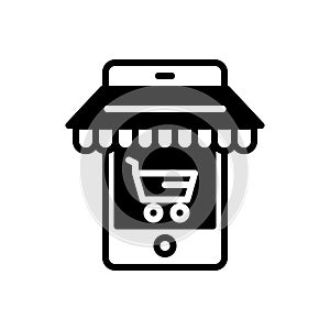 Black solid icon for Ecommerce Optimizing, cart and market