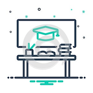 Mix icon for Educational, desk and book photo