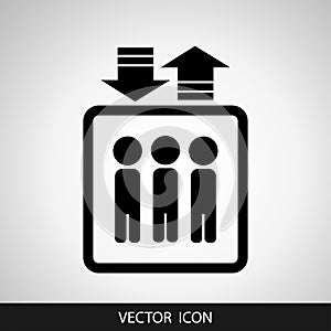 Icon elevator on a gray background. Vector illustration.