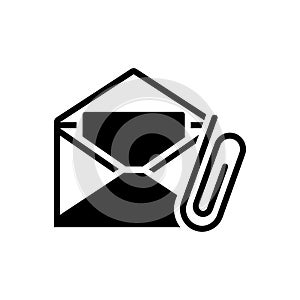 Black solid icon for Email Attachment, attach and clip photo