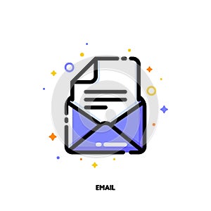 Icon of email for help and support concept. Flat filled outline