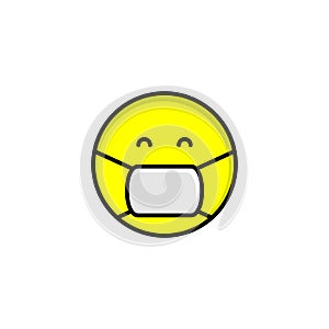 Icon emoji with mask covid-19 yellow color