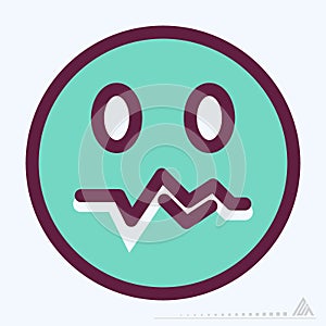 Icon Emoticon Worried - Color Line Cut Style