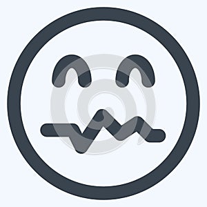 Icon Emoticon Worried - Line Cut Style