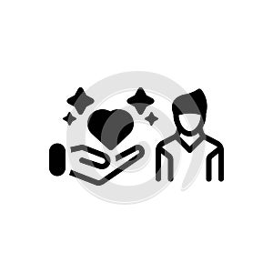 Black solid icon for Empathy, sympathy and heart