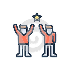 Color illustration icon for Encouraging, hopeful and cheers photo