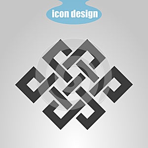 Icon endless knot on a gray background. Vector illustration. Buddhist symbol