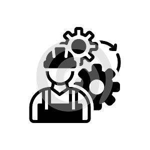 Black solid icon for Engineering, worker and construction
