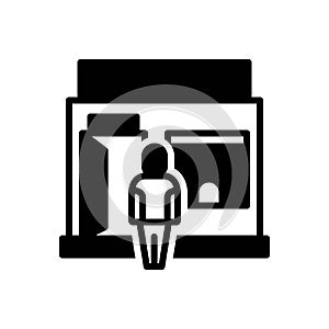 Black solid icon for Entry, door and open