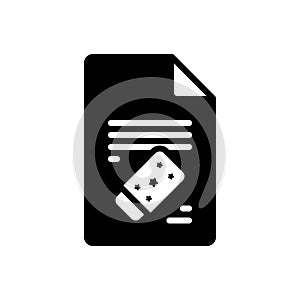 Black solid icon for Erase, delete and paper