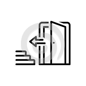 Black line icon for Escape, toward and directional