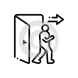 Black line icon for Exit, egress and vent