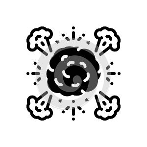 Black solid icon for Explode, implode and blast photo
