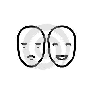 Black line icon for Faces, countenance and visage photo