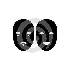 Black solid icon for Faces, countenance and visage photo