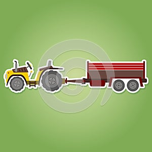 Icon with farm tractor and trailer