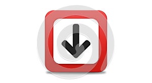 Icon featuring a black downward arrow within a white square bordered by a