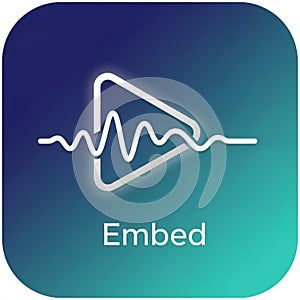Icon featuring a play button with an audio waveform across it, symbolizing multimedi