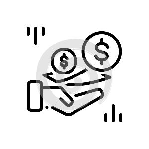 Black line icon for Fees, charges and currency photo