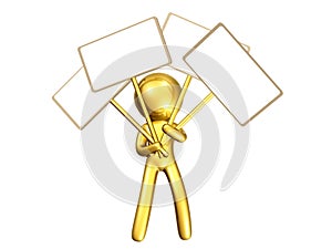 icon figure with blank message board