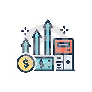 Color illustration icon for Financial, cost and price